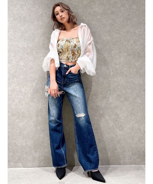 GYDA（ジェイダ）の「SHEERショートシャツ（シャツ/ブラウス・レディース・オフホワイト/その他1/イエロー・FREE）」の7枚目の写真