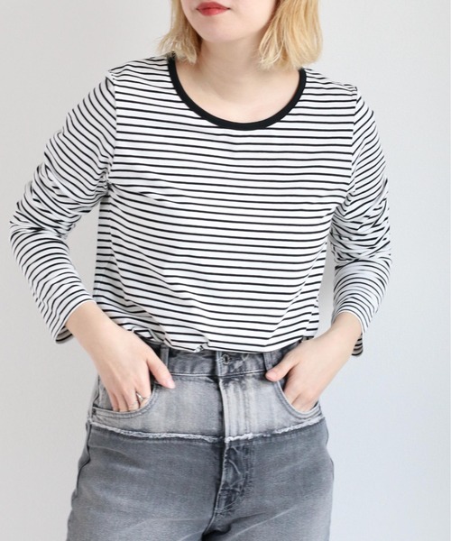 cepo(セポ)の「シンプルボーダーロンTee(Tシャツ/カットソー・レディース・ブラック/ブルー/オレンジ・M)」の4枚目の写真