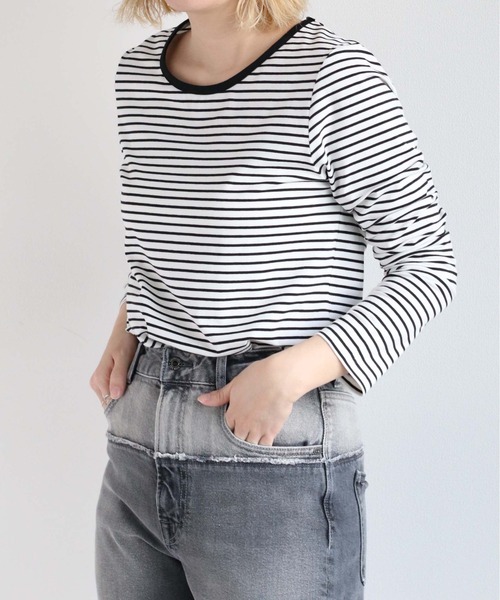 cepo(セポ)の「シンプルボーダーロンTee(Tシャツ/カットソー・レディース・ブラック/ブルー/オレンジ・M)」の5枚目の写真