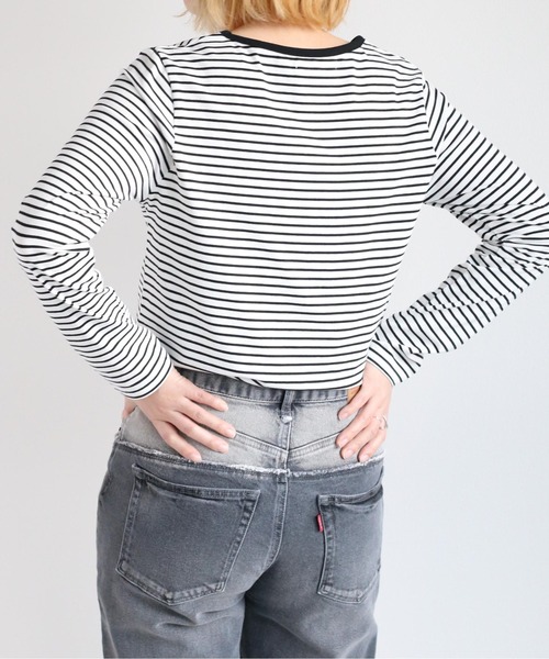 cepo(セポ)の「シンプルボーダーロンTee(Tシャツ/カットソー・レディース・ブラック/ブルー/オレンジ・M)」の6枚目の写真