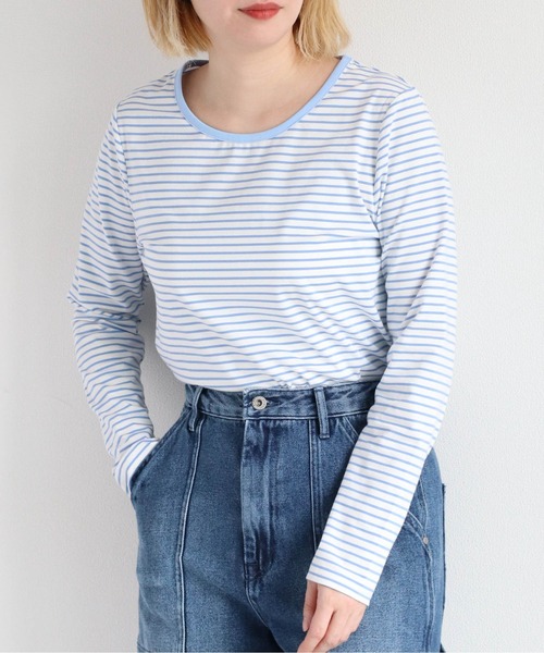 cepo(セポ)の「シンプルボーダーロンTee(Tシャツ/カットソー・レディース・ブラック/ブルー/オレンジ・M)」の13枚目の写真