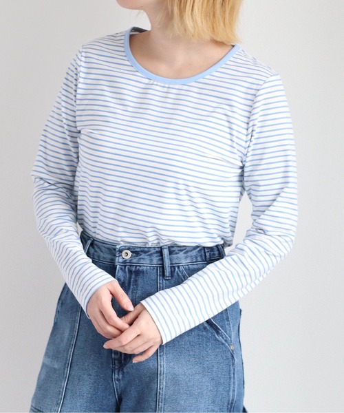 cepo(セポ)の「シンプルボーダーロンTee(Tシャツ/カットソー・レディース・ブラック/ブルー/オレンジ・M)」の14枚目の写真