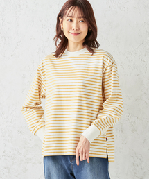 モックネックボーダーTシャツ