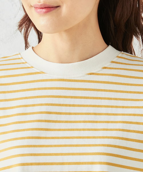Petit Honfleur(プチオンフルール)の「モックネックボーダーTシャツ(Tシャツ/カットソー・レディース・イエロー/ブラック・M/L)」の5枚目の写真