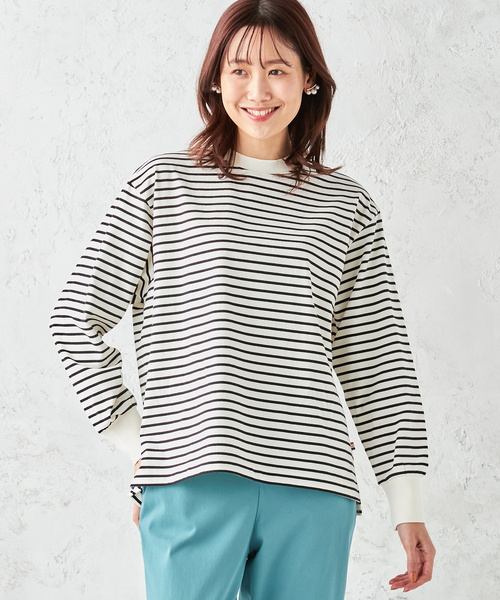 Petit Honfleur(プチオンフルール)の「モックネックボーダーTシャツ(Tシャツ/カットソー・レディース・イエロー/ブラック・M/L)」の14枚目の写真