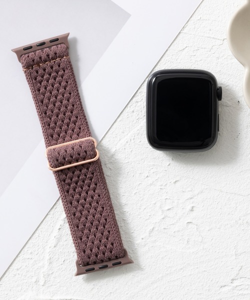 emonique（エモニーク）の「ナイロン編み FABRIC Apple Watch バンド スマートウォッチバンド【38/40/41/42/44/45/49mm対応】（デジタル腕時計・レディース・スモークピンク/オフホワイト/ブラック/アーミー/パープル系その他/ダークグレー/モスグリーン・42/38）」の6枚目の写真