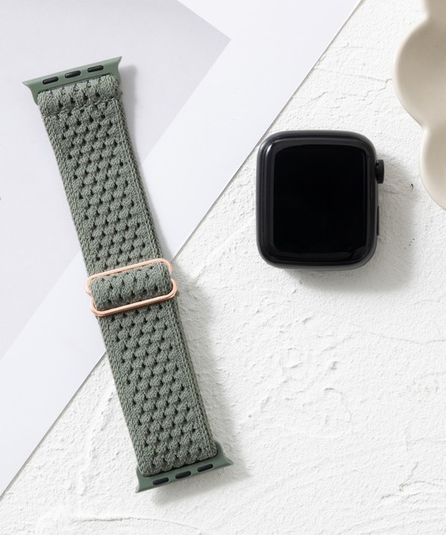 emonique（エモニーク）の「ナイロン編み FABRIC Apple Watch バンド スマートウォッチバンド【38/40/41/42/44/45/49mm対応】（デジタル腕時計・レディース・スモークピンク/オフホワイト/ブラック/アーミー/パープル系その他/ダークグレー/モスグリーン・42/38）」の9枚目の写真