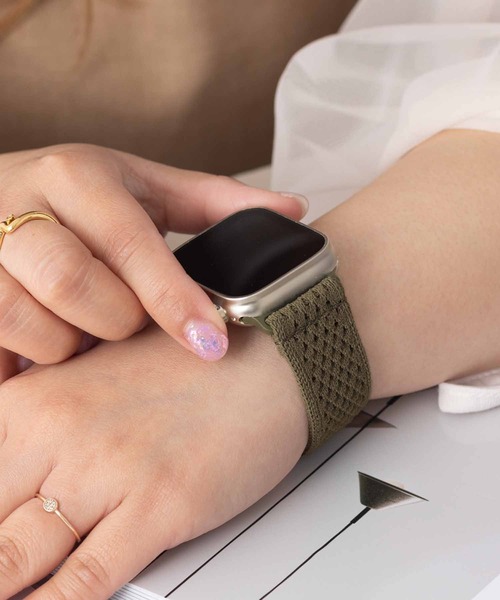emonique（エモニーク）の「ナイロン編み FABRIC Apple Watch バンド スマートウォッチバンド【38/40/41/42/44/45/49mm対応】（デジタル腕時計・レディース・スモークピンク/オフホワイト/ブラック/アーミー/パープル系その他/ダークグレー/モスグリーン・42/38）」の11枚目の写真