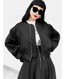 LVEU. | 【LVEU.】ボリュームショートMA-1(Ai select)  / アウター ブルゾン MA-1 ショート クロップド 羽織り ワーク ミリタリー ブラック(MA-1)