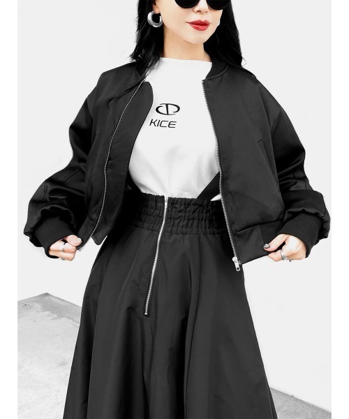 LVEU.（ラブユ.）の「【LVEU.】ボリュームショートMA-1(Ai select)  / アウター ブルゾン MA-1 ショート クロップド 羽織り ワーク ミリタリー ブラック（MA-1・レディース・ブラック・FREE）」の16枚目の写真