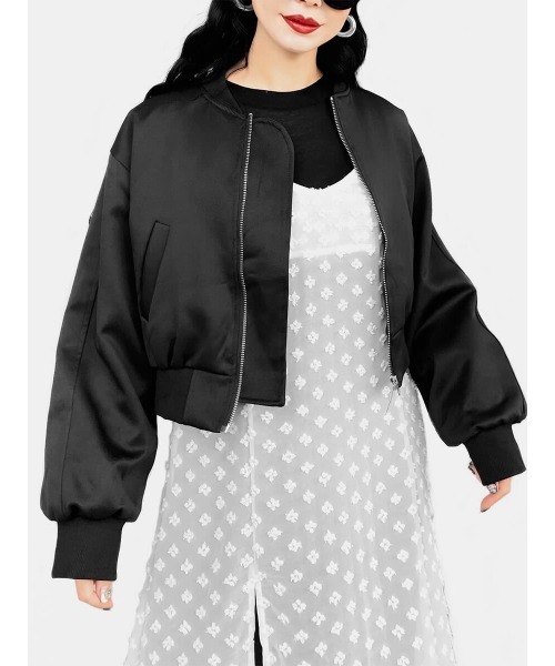 LVEU.（ラブユ.）の「【LVEU.】ボリュームショートMA-1(Ai select)  / アウター ブルゾン MA-1 ショート クロップド 羽織り ワーク ミリタリー ブラック（MA-1・レディース・ブラック・FREE）」の15枚目の写真