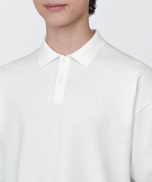 無印良品（ムジルシリョウヒン）の「紳士　ＵＶカット天竺編み半袖ニットポロシャツ（ポロシャツ・メンズ・スモーキーグリーン系/ホワイト/ライトブルー/ブラック・XL/L/S）」の11枚目の写真