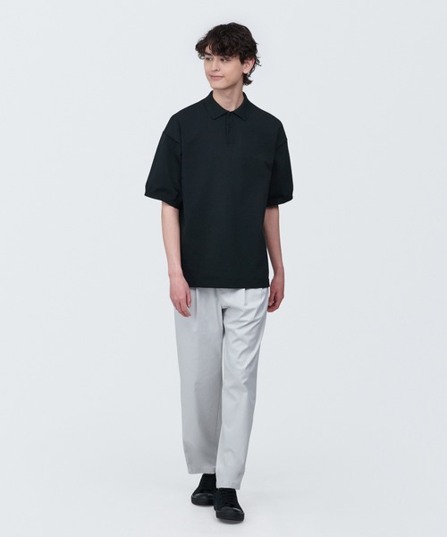 無印良品（ムジルシリョウヒン）の「紳士　ＵＶカット天竺編み半袖ニットポロシャツ（ポロシャツ・メンズ・スモーキーグリーン系/ホワイト/ライトブルー/ブラック・XL/L/S）」の14枚目の写真