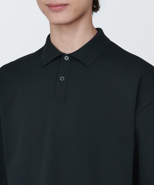 無印良品（ムジルシリョウヒン）の「紳士　ＵＶカット天竺編み半袖ニットポロシャツ（ポロシャツ・メンズ・スモーキーグリーン系/ホワイト/ライトブルー/ブラック・XL/L/S）」の10枚目の写真