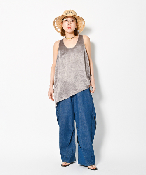 シティショップ CITYSHOP 24SS ノースリーブカットソー ASYMMETRY ACETATE TOP アシンメトリーアセテートトップ 240 CITYSHOP(シティショップ) 24SS ノースリーブカットソー
