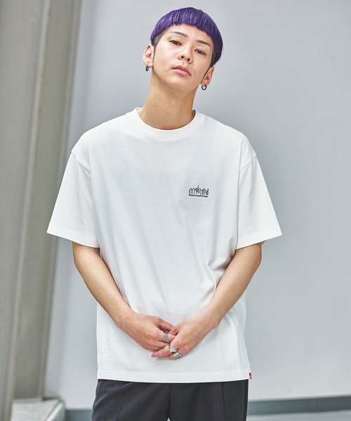 Manhattan Portage（マンハッタンポーテージ）の「《再入荷》S/S Print T-Shirt（Tシャツ/カットソー・メンズ・ホワイト×ブルー/ブラック/ホワイト×ブラック/ライトグレー/ネイビー/ピンク・LARGE/MEDIUM/SMALL/X-LARGE）」の3枚目の写真