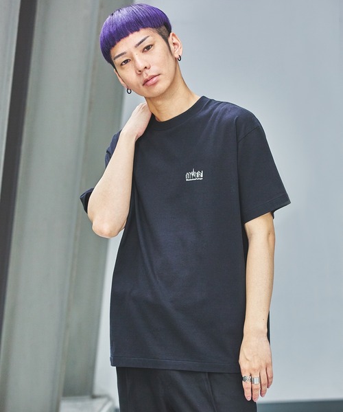 Manhattan Portage（マンハッタンポーテージ）の「《再入荷》S/S Print T-Shirt（Tシャツ/カットソー・メンズ・ホワイト×ブルー/ブラック/ホワイト×ブラック/ライトグレー/ネイビー/ピンク・LARGE/MEDIUM/SMALL/X-LARGE）」の4枚目の写真