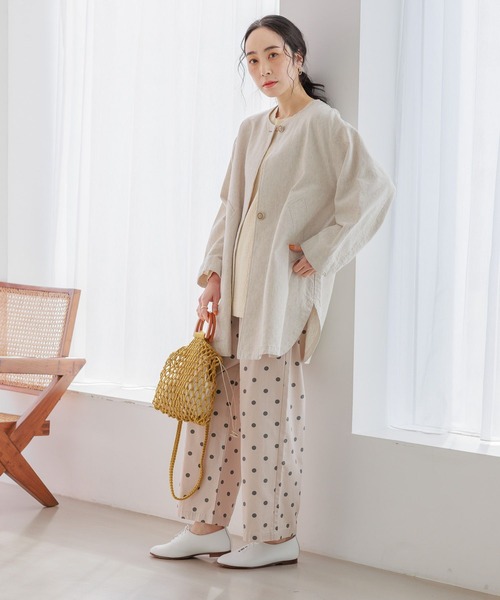 studio CLIP（スタディオクリップ）の「カラーマクラメウッドハンドルトート（ハンドバッグ・レディース・イエロー×ブラック/ブルー/オフホワイト・FREE）」の12枚目の写真