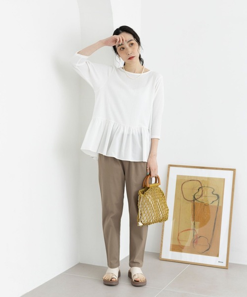 studio CLIP（スタディオクリップ）の「カラーマクラメウッドハンドルトート（ハンドバッグ・レディース・イエロー×ブラック/ブルー/オフホワイト・FREE）」の14枚目の写真