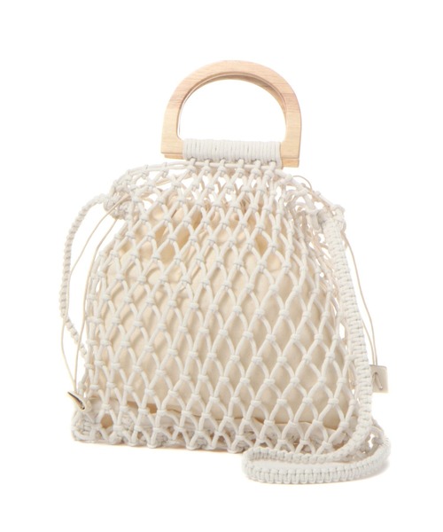 studio CLIP（スタディオクリップ）の「カラーマクラメウッドハンドルトート（ハンドバッグ・レディース・イエロー×ブラック/ブルー/オフホワイト・FREE）」の17枚目の写真