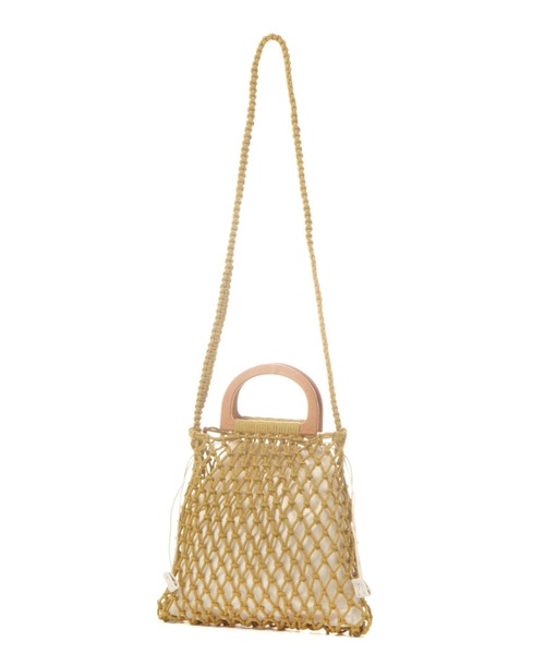 studio CLIP（スタディオクリップ）の「カラーマクラメウッドハンドルトート（ハンドバッグ・レディース・イエロー×ブラック/ブルー/オフホワイト・FREE）」の19枚目の写真