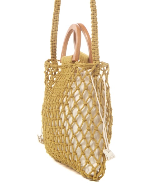 studio CLIP（スタディオクリップ）の「カラーマクラメウッドハンドルトート（ハンドバッグ・レディース・イエロー×ブラック/ブルー/オフホワイト・FREE）」の21枚目の写真