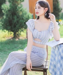 OSYAREVO（オシャレボ）の「ワイドパンツ 付き ダブルフリル スイムウェア 水着 レディース（水着・レディース）」