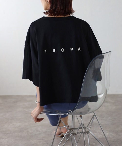Bonjour Sagan(ボンジュールサガン)の「TROPAバックロゴハーフスリーブTシャツ(Tシャツ/カットソー・レディース・サックスブルー/アイボリー/ブラック/ライトグレー・FREE)」の1枚目の写真