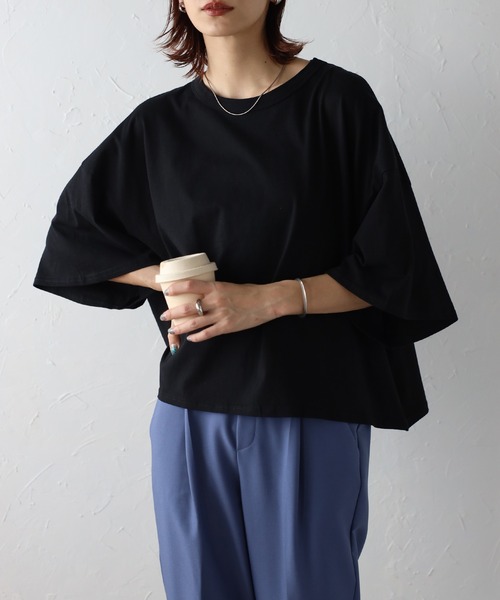 Bonjour Sagan(ボンジュールサガン)の「TROPAバックロゴハーフスリーブTシャツ(Tシャツ/カットソー・レディース・サックスブルー/アイボリー/ブラック/ライトグレー・FREE)」の22枚目の写真