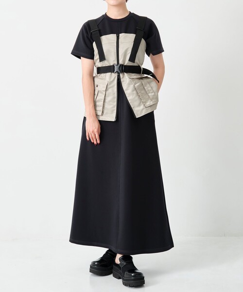 CITY TOKYO（シティトウキョウ）の「＜手洗い可能＞＜UVカット＞＜伸縮性・接触冷感＞アクアスーティングドロストリラックスワンピース（ワンピース・レディース・ブラック/ライトグレー/サックスブルー・1/2）」の6枚目の写真