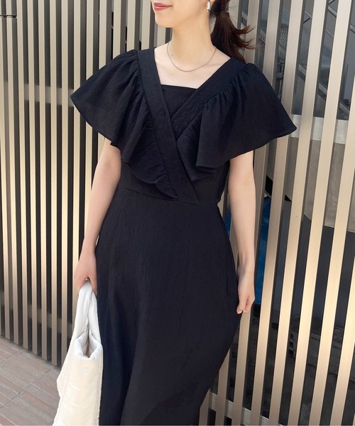 natural couture(ナチュラルクチュール)の「【mamamo】ギャザーフリルカシュクールワンピース(ワンピース・レディース・ブラック/グレー/その他1・FREE)」の6枚目の写真