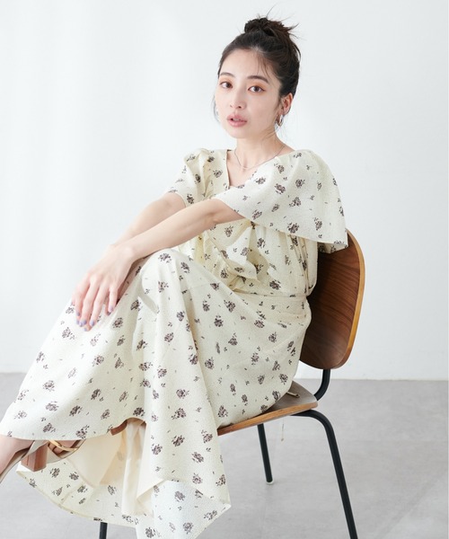 natural couture(ナチュラルクチュール)の「【mamamo】ギャザーフリルカシュクールワンピース(ワンピース・レディース・ブラック/グレー/その他1・FREE)」の16枚目の写真