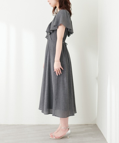 natural couture(ナチュラルクチュール)の「【mamamo】ギャザーフリルカシュクールワンピース(ワンピース・レディース・ブラック/グレー/その他1・FREE)」の20枚目の写真