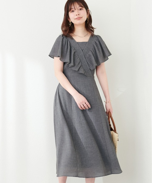 natural couture(ナチュラルクチュール)の「【mamamo】ギャザーフリルカシュクールワンピース(ワンピース・レディース・ブラック/グレー/その他1・FREE)」の9枚目の写真