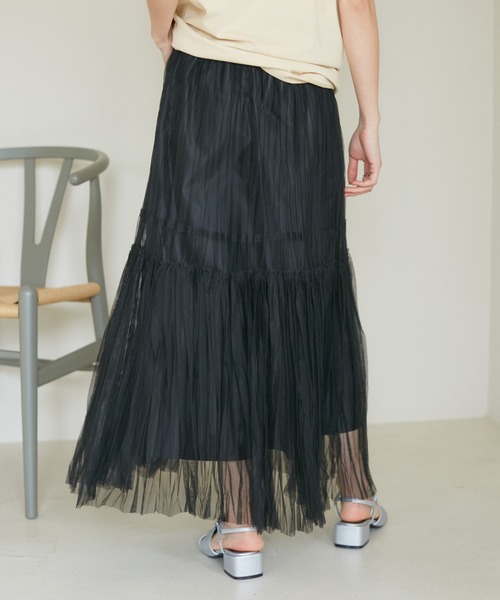 VIS（ビス）の「【2WAY】チュールプリーツスカート【洗える】（スカート・レディース・グレー/ホワイト/ブラック・FREE）」の15枚目の写真