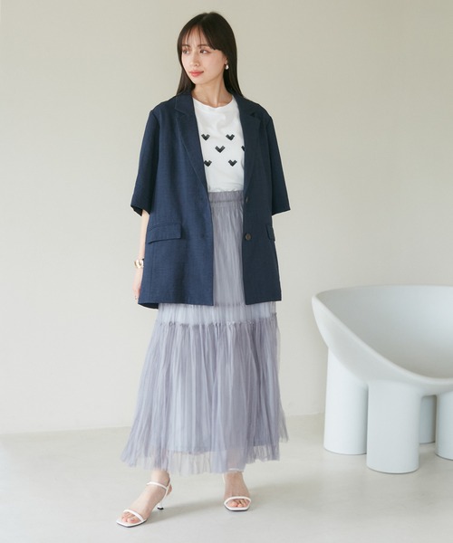 VIS（ビス）の「【2WAY】チュールプリーツスカート【洗える】（スカート・レディース・グレー/ホワイト/ブラック・FREE）」の18枚目の写真