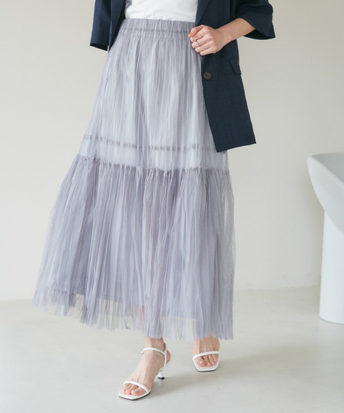 VIS（ビス）の「【2WAY】チュールプリーツスカート【洗える】（スカート・レディース・グレー/ホワイト/ブラック・FREE）」の19枚目の写真