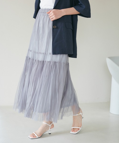 VIS（ビス）の「【2WAY】チュールプリーツスカート【洗える】（スカート・レディース・グレー/ホワイト/ブラック・FREE）」の20枚目の写真