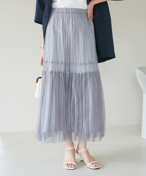 VIS（ビス）の「【2WAY】チュールプリーツスカート【洗える】（スカート・レディース・グレー/ホワイト/ブラック・FREE）」の21枚目の写真