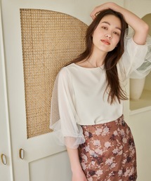 mysty woman | シアータックスリーブ7分袖プルオーバー　121446(Tシャツ/カットソー)