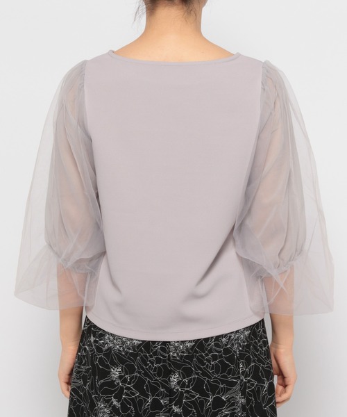 mysty woman（ミスティウーマン）の「シアータックスリーブ7分袖プルオーバー　121446（Tシャツ/カットソー・レディース・オフホワイト/ブラック/グレイッシュブルー・FREE）」の11枚目の写真