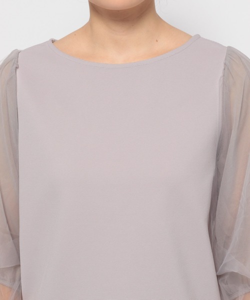 mysty woman（ミスティウーマン）の「シアータックスリーブ7分袖プルオーバー　121446（Tシャツ/カットソー・レディース・オフホワイト/ブラック/グレイッシュブルー・FREE）」の13枚目の写真