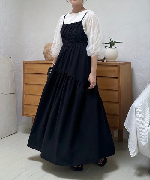 mysty woman（ミスティウーマン）の「シアータックスリーブ7分袖プルオーバー　121446（Tシャツ/カットソー・レディース・オフホワイト/ブラック/グレイッシュブルー・FREE）」の21枚目の写真