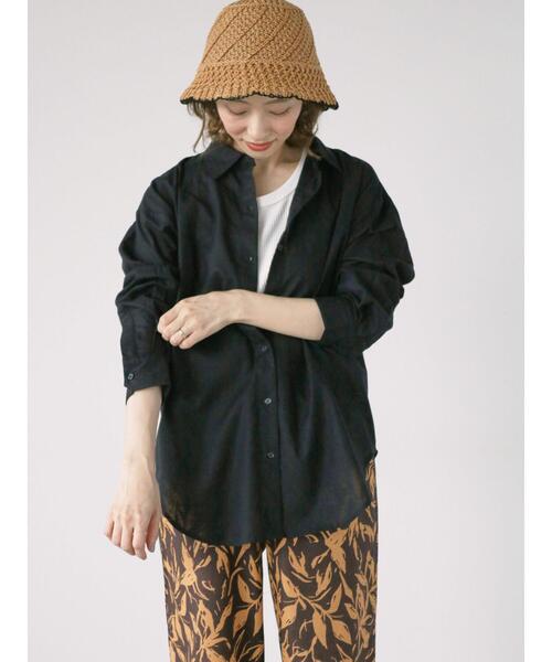 Lugnoncure（ルノンキュール）の「リネンブレンドシャツ（シャツ/ブラウス・レディース・ホワイト/ピンク/オフホワイト/サックスブルー/ブラック・F）」の3枚目の写真