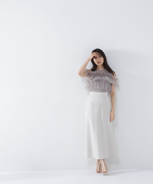 NATURAL BEAUTY BASIC（ナチュラルビューティーベーシック）の「◇バイアスナロースカート（スカート・レディース・ベージュ/グレー・MEDIUM）」の5枚目の写真