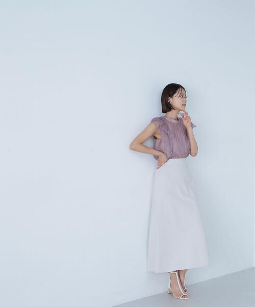 NATURAL BEAUTY BASIC（ナチュラルビューティーベーシック）の「◇バイアスナロースカート（スカート・レディース・ベージュ/グレー・MEDIUM）」の8枚目の写真