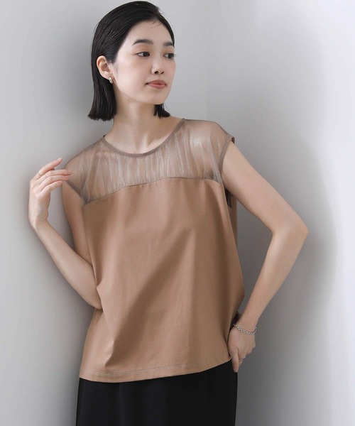 Gready Brilliant（グレディブリリアン）の「ラメチュールヨークカットソー（Tシャツ/カットソー・レディース・ブラック/キャメル・38）」の19枚目の写真