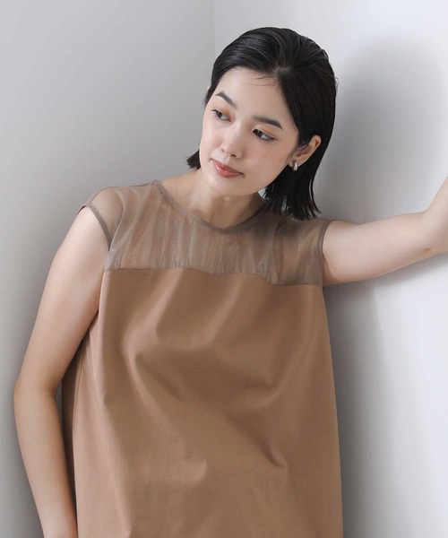 Gready Brilliant（グレディブリリアン）の「ラメチュールヨークカットソー（Tシャツ/カットソー・レディース・ブラック/キャメル・38）」の20枚目の写真