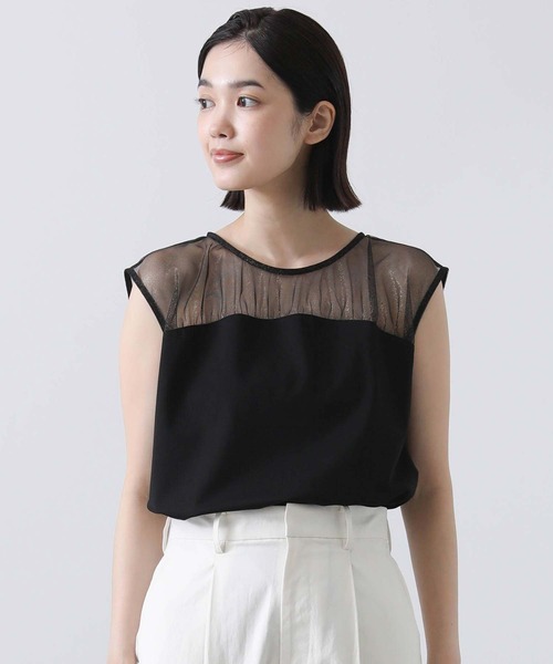 Gready Brilliant（グレディブリリアン）の「ラメチュールヨークカットソー（Tシャツ/カットソー・レディース・ブラック/キャメル・38）」の7枚目の写真