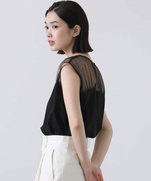 Gready Brilliant（グレディブリリアン）の「ラメチュールヨークカットソー（Tシャツ/カットソー・レディース・ブラック/キャメル・38）」の8枚目の写真